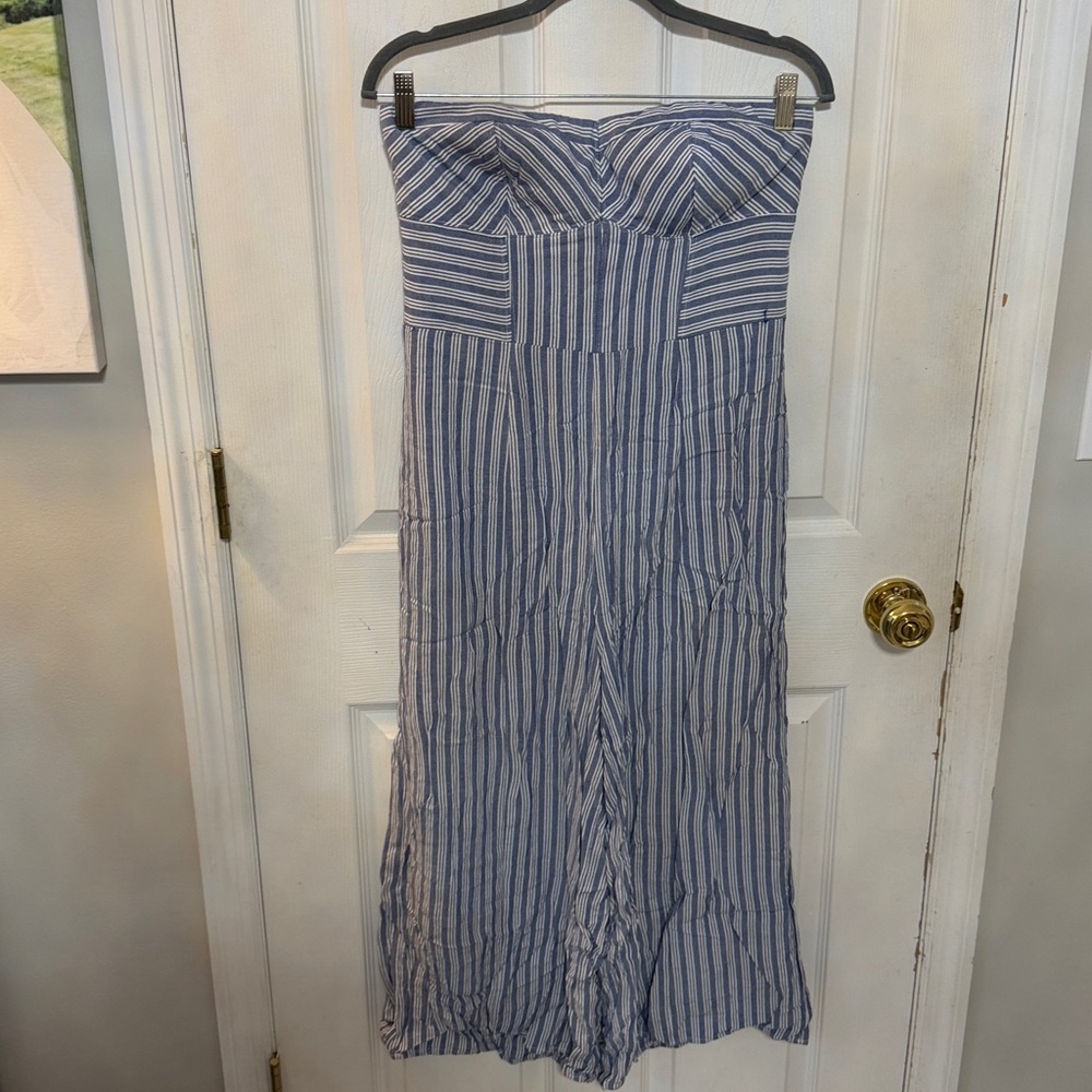 American Eagle Outfitters Blue and White Striped Jumpsuit